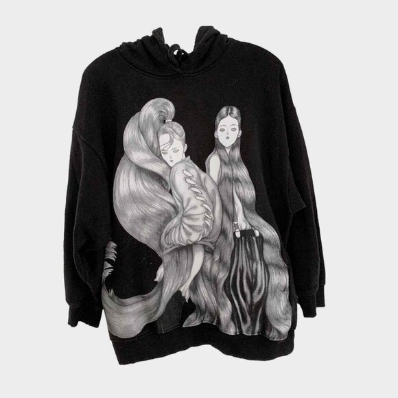 😉🖤HAVING SOME FUN! Cute ZARA Graphic Image Sweatshirt Hoodie in Black & White - Picture 7 of 9